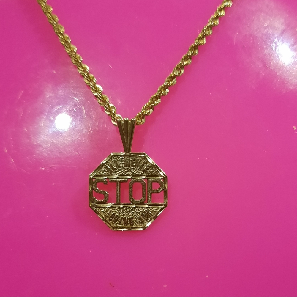 GENUINE SOLID 14K YELLOW GOLD 💛 I'll Never STOP Loving You" CHARM PENDANT 🎁